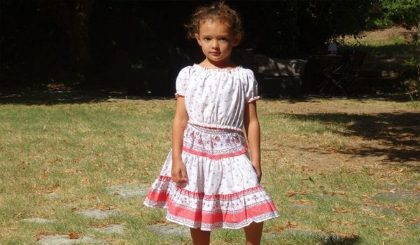 Jupe et caraco- enfant - provence - collection exclusive - beaucaire blanc rose corail - vendus ensemble - de 2 ans à 12 ans