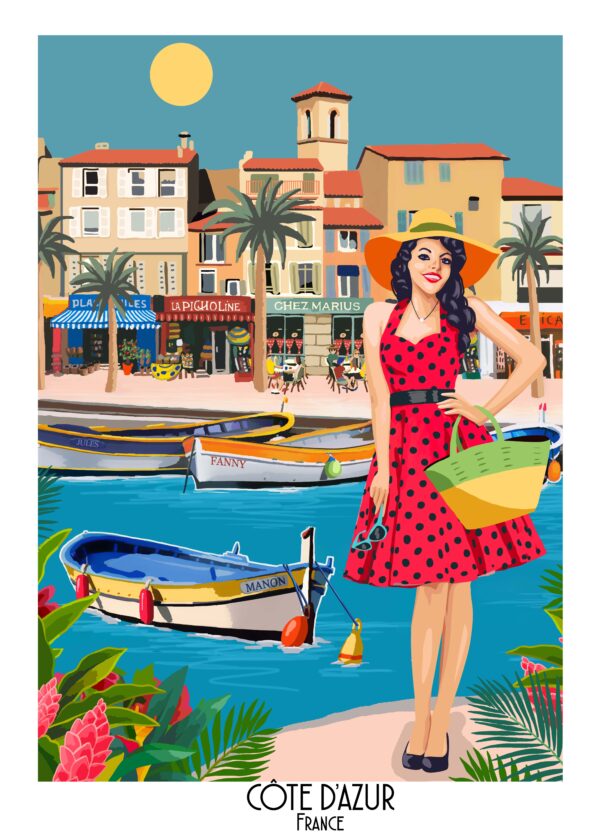 Torchon Pin-up Côte d'Azur